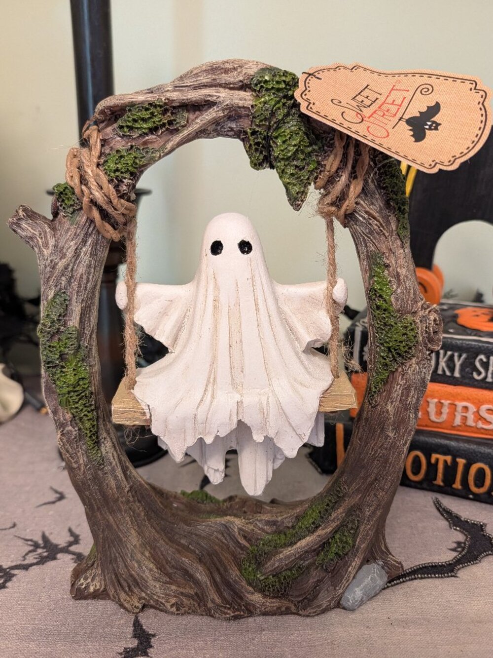 NWT Sweet Street Ghost on Swing Halloween figurine